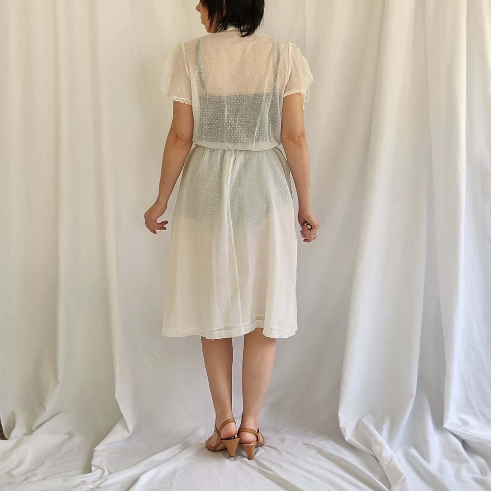 70s Sheer White High Neck Dress - Picture 3 of 5